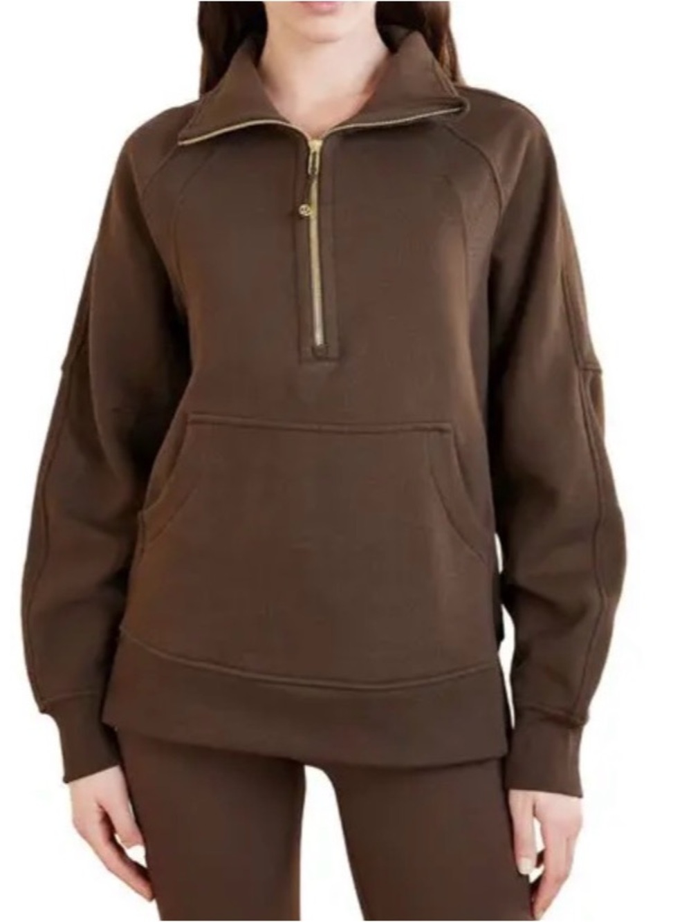 Women's Brown Quarter-Zip Pullover Sweater